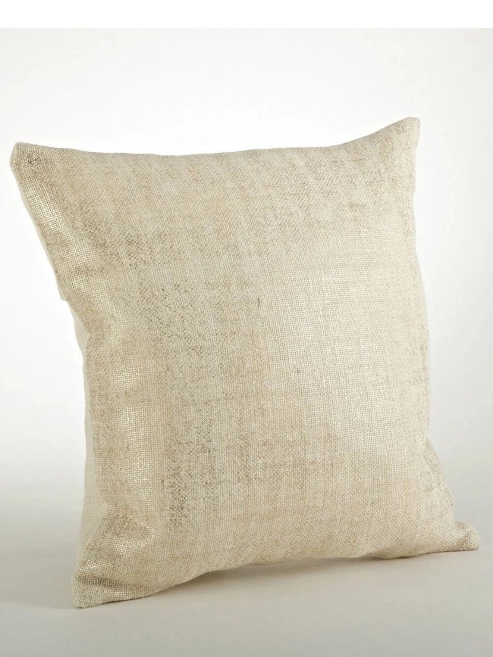 Saro Lifestyle Metallic Brushed Burlap Jute Decorative Pillow, Ivory, 20x20